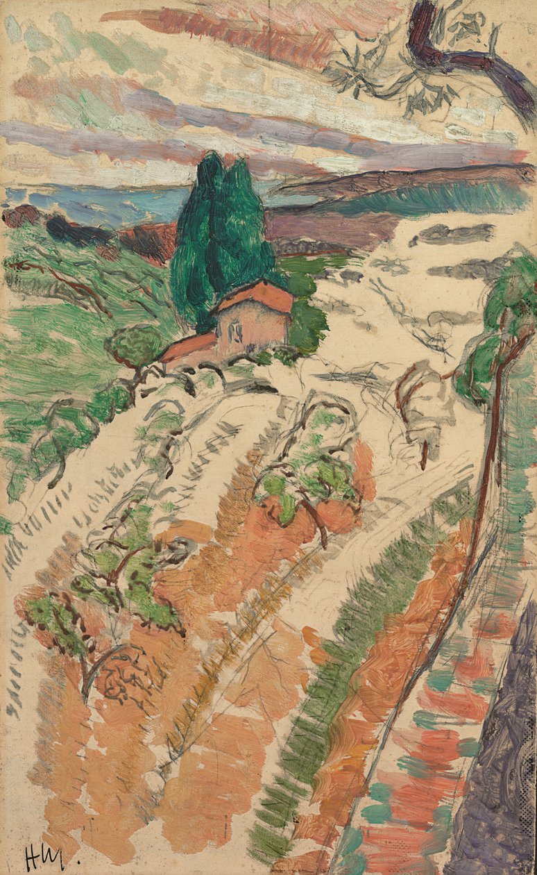 Landschap, St. Tropez, ca. 1904 (olieverf over potlood op paneel) door Henri Matisse
