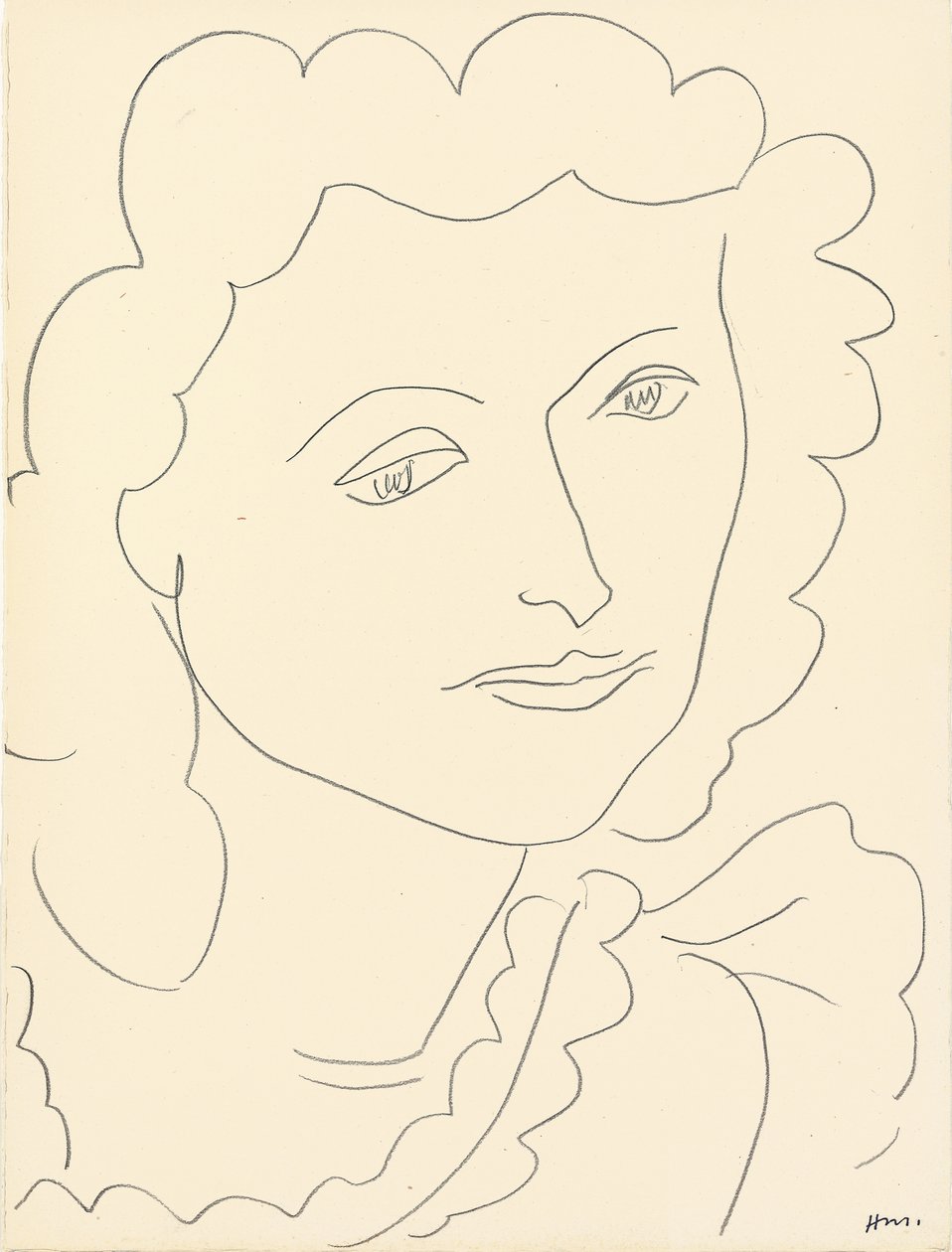 Groot hoofd (Lucienne) (potlood op papier) door Henri Matisse