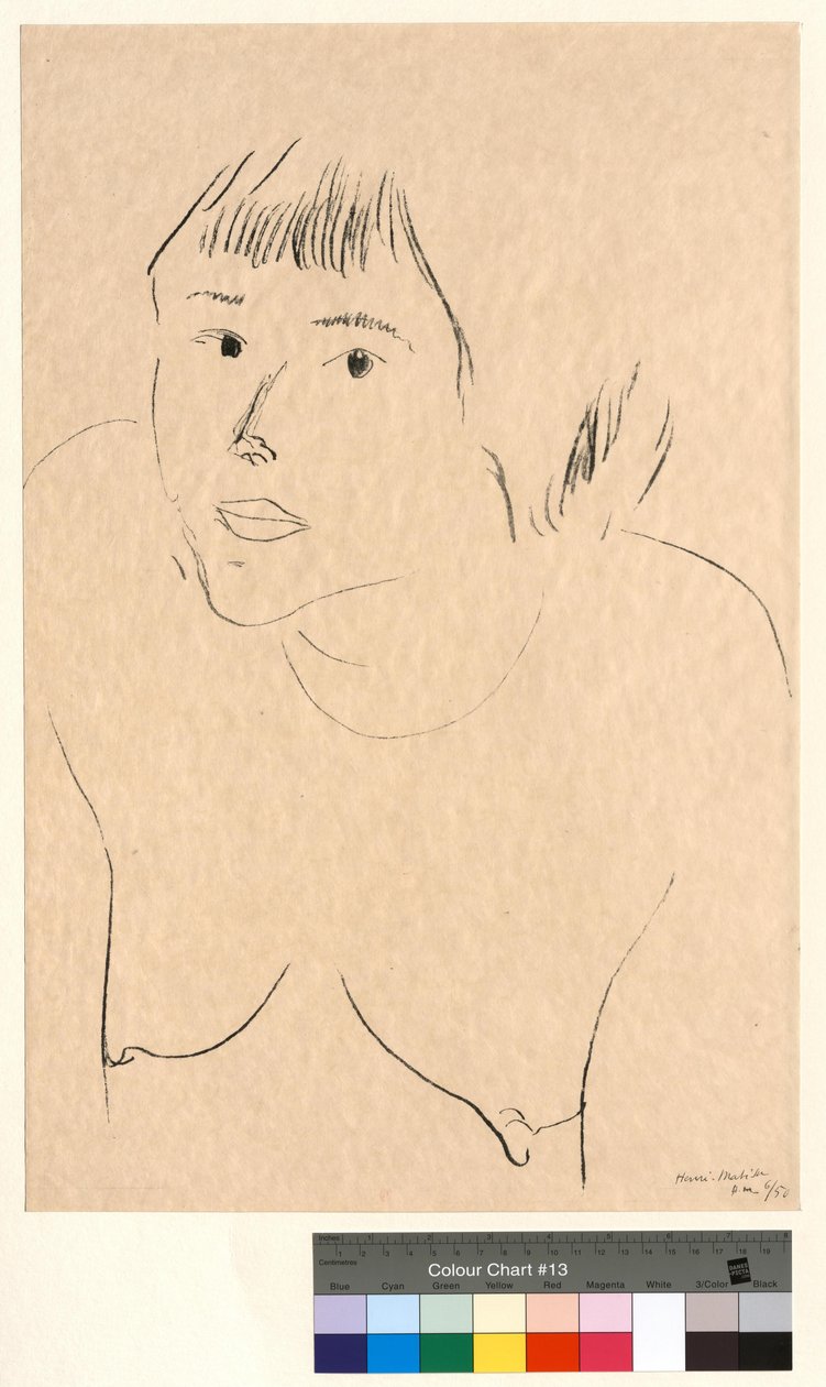 De zwarte ogen (Naakte vrouw, als buste, van voren) door Henri Matisse