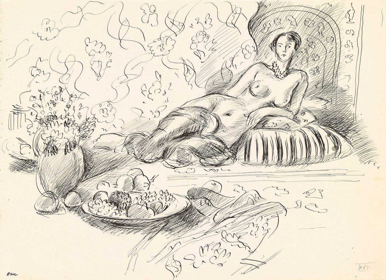 Liegende Odaliske II, c.1927 (pen en inkt op papier) door Henri Matisse