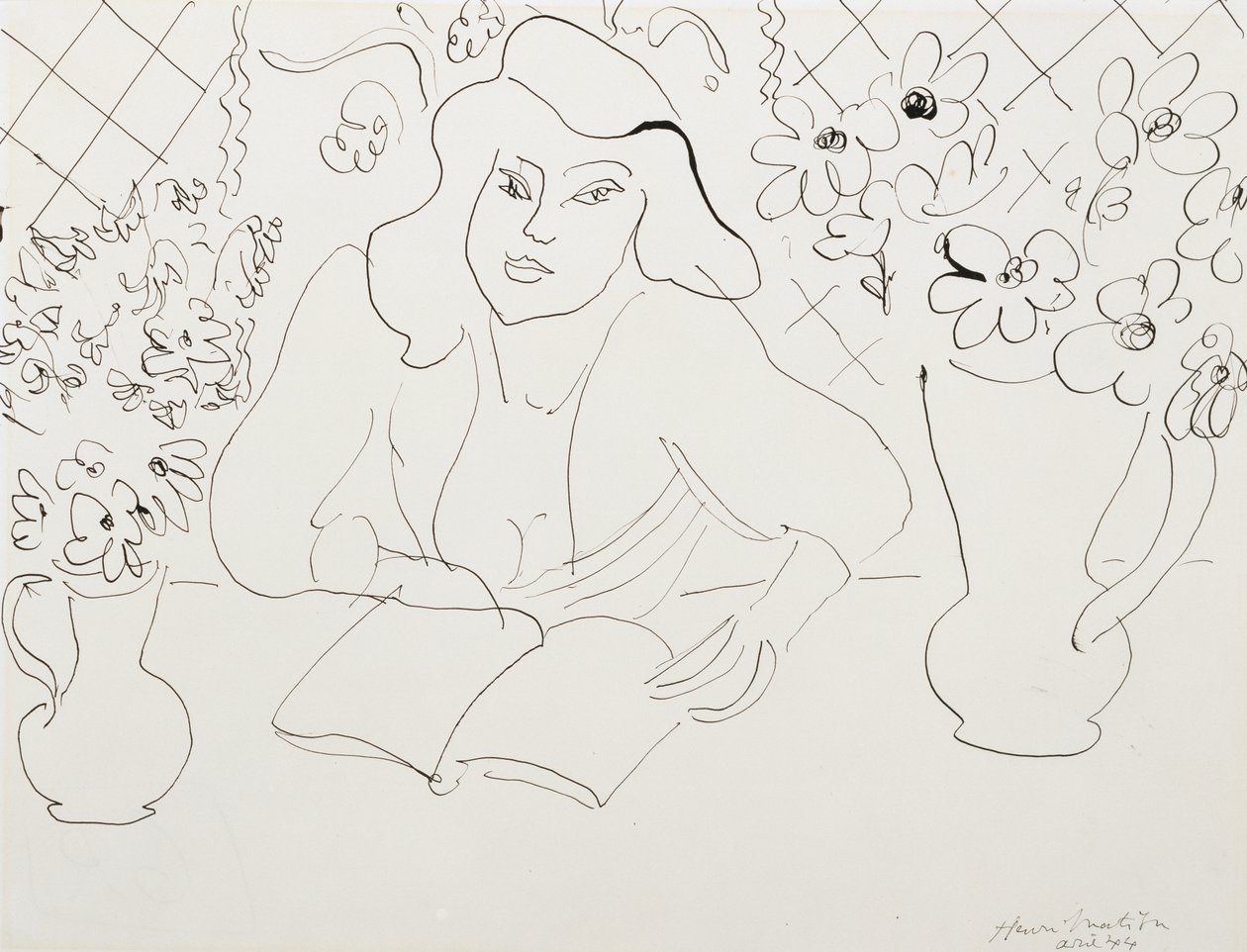 Model met een boek door Henri Matisse