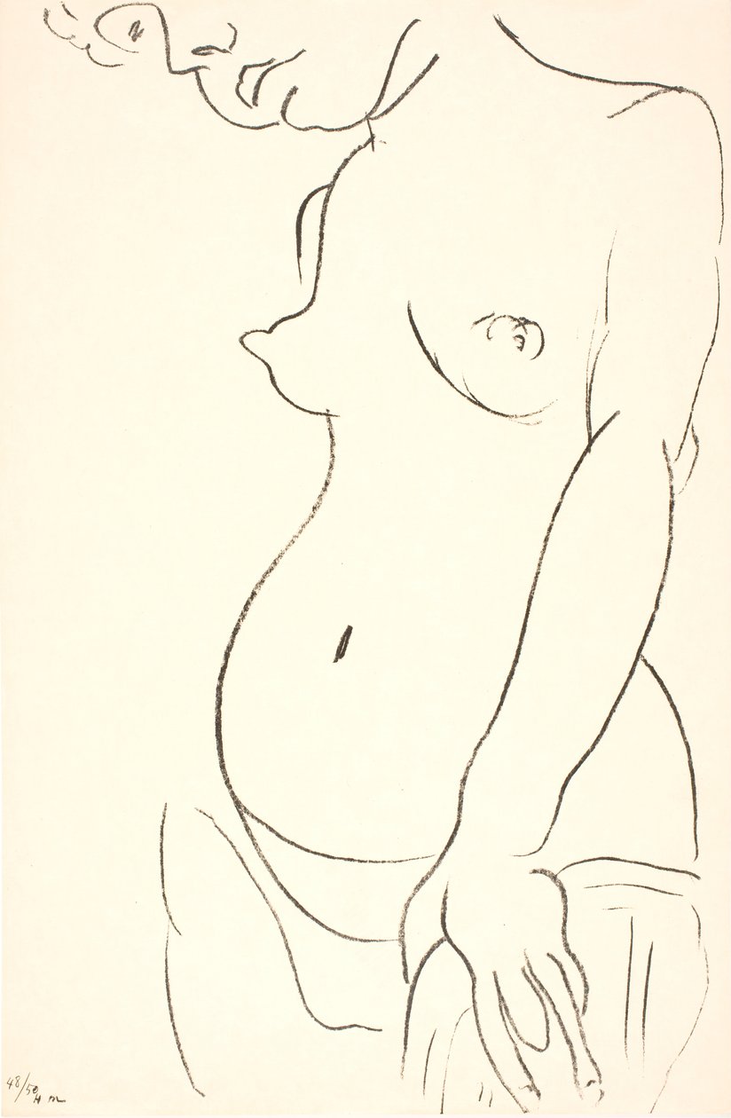 Naakte vrouw als halffiguur, driekwartprofiel naar links. Het bovenste deel van het hoofd is afgesneden door Henri Matisse