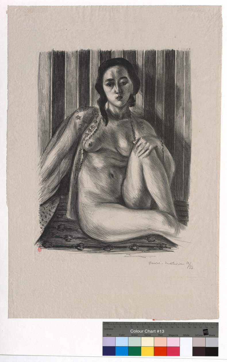 Zittend naakt met tule hemd door Henri Matisse