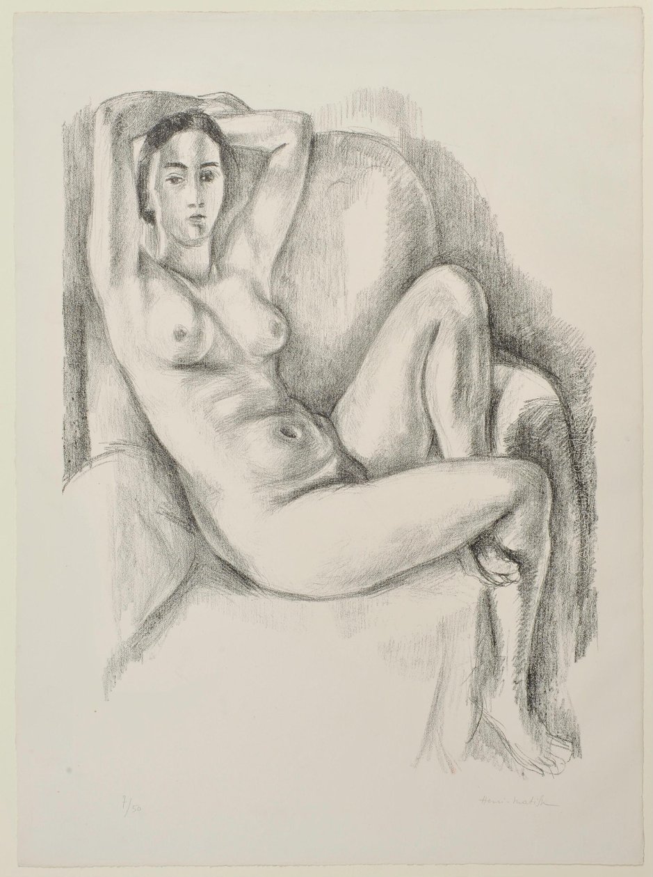 Naakt met blauw kussen door Henri Matisse