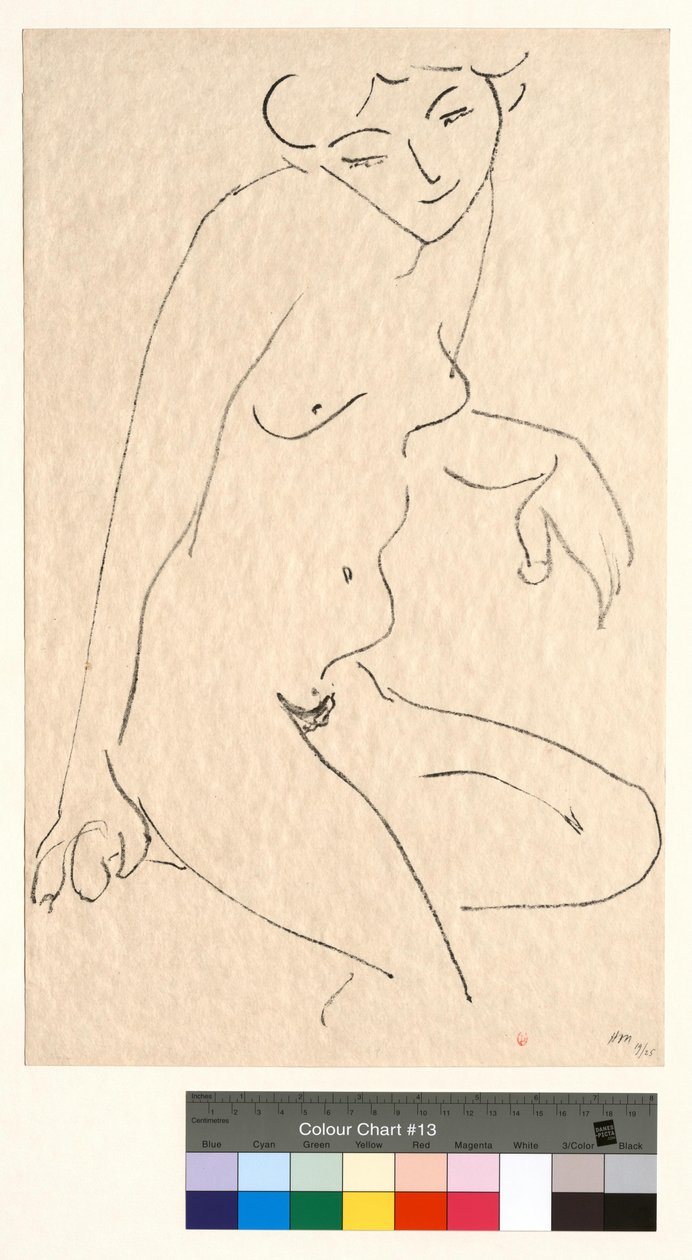 Driekwartnaakt, met het hoofd schuin door Henri Matisse