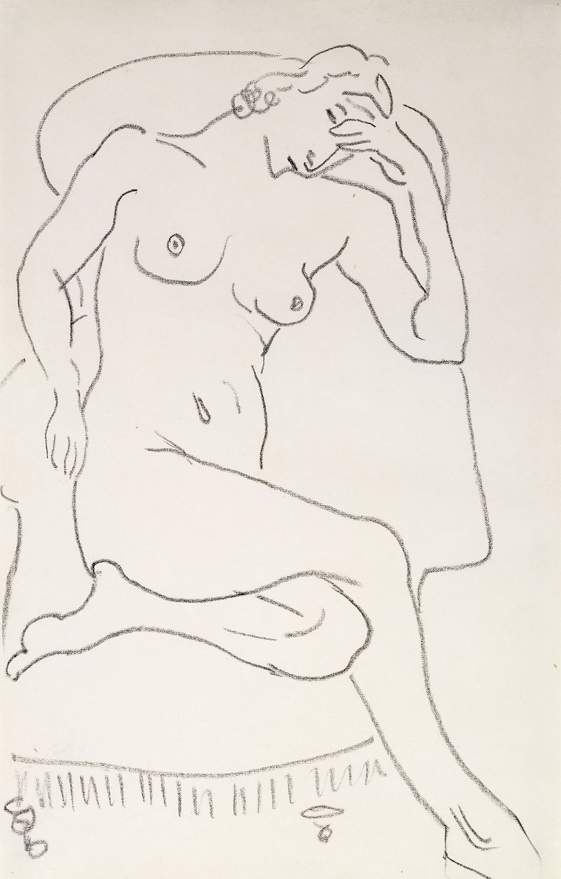 Naakte vrouw in een leunstoel, c.1922-24 (potlood op papier) door Henri Matisse