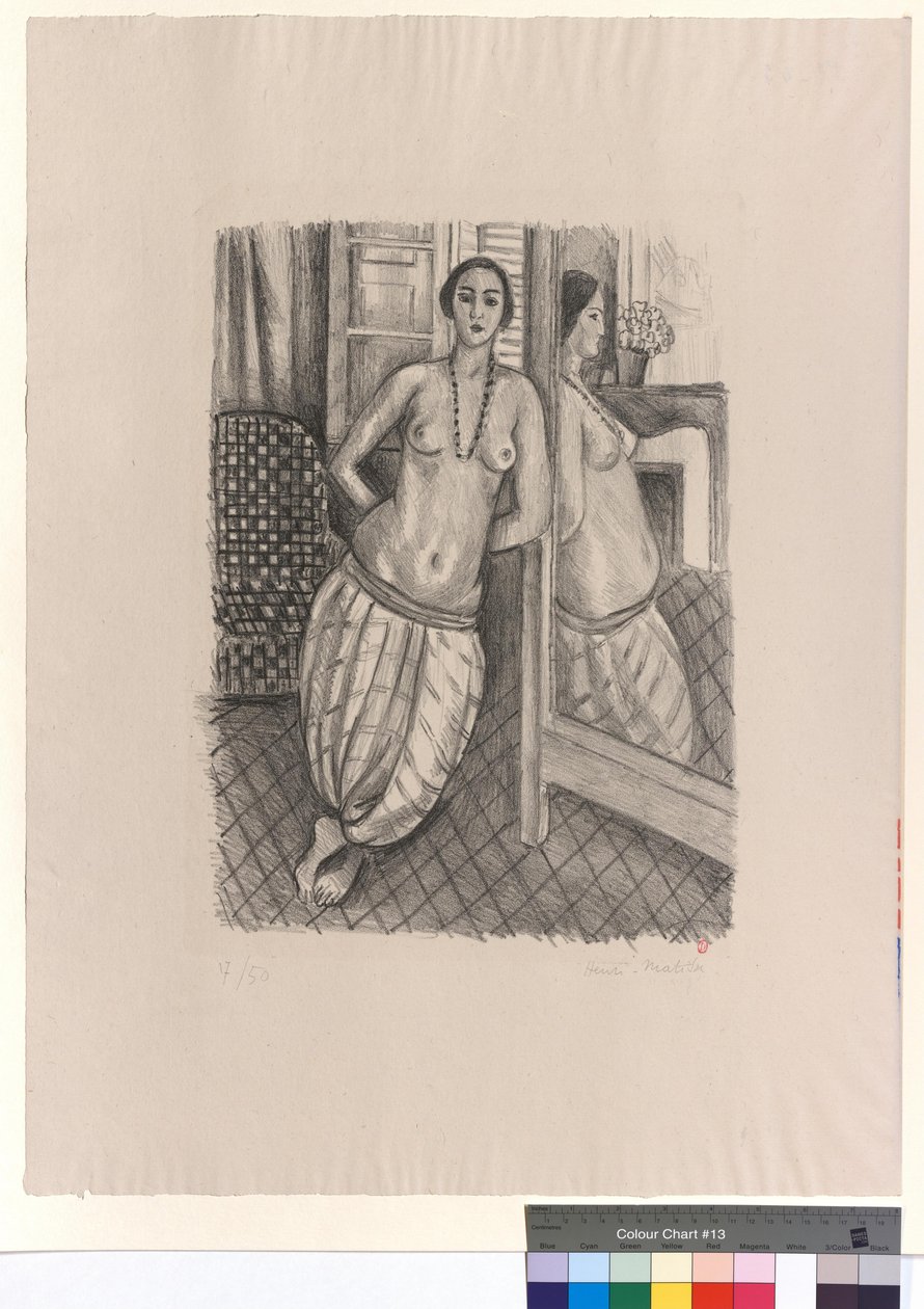 Odalisque in een gestreept slipje, weerspiegeld in de spiegel door Henri Matisse