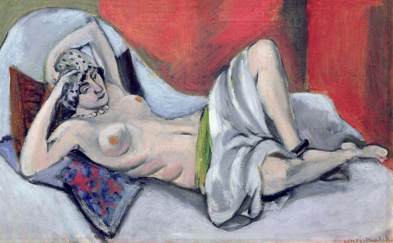 Liggend naakt met draperie, ca.1923-24 (olieverf op doek) door Henri Matisse
