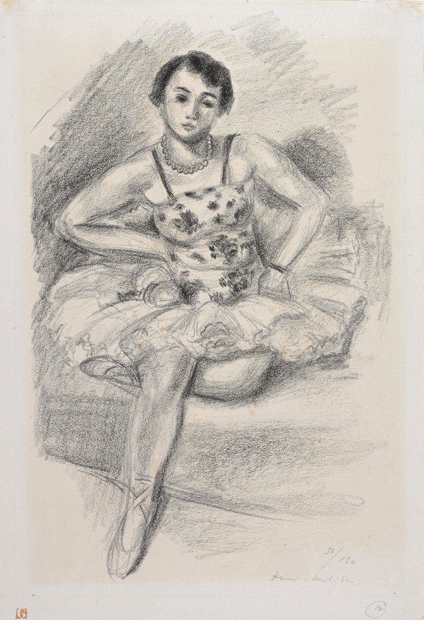 Zittende danseres, met het linkerbeen onder zich gevouwen door Henri Matisse