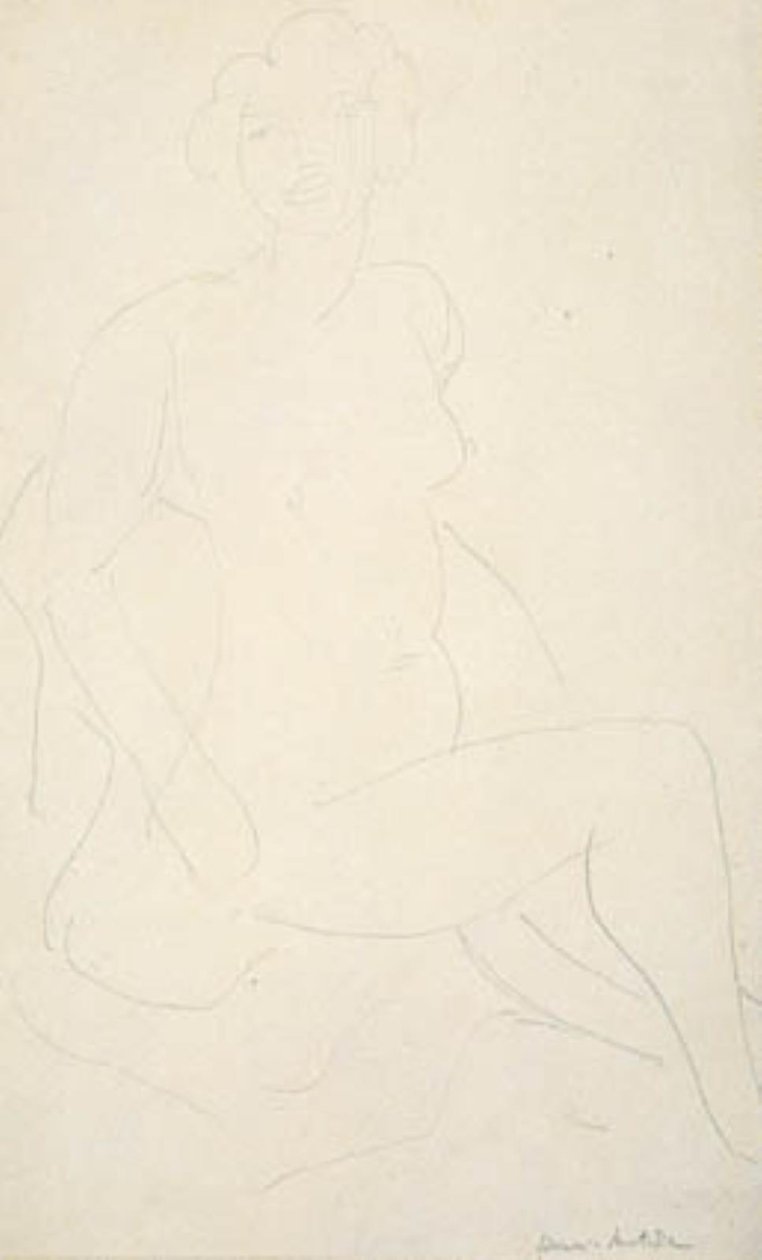 Zittend vrouwelijk model, naar rechts gewend door Henri Matisse