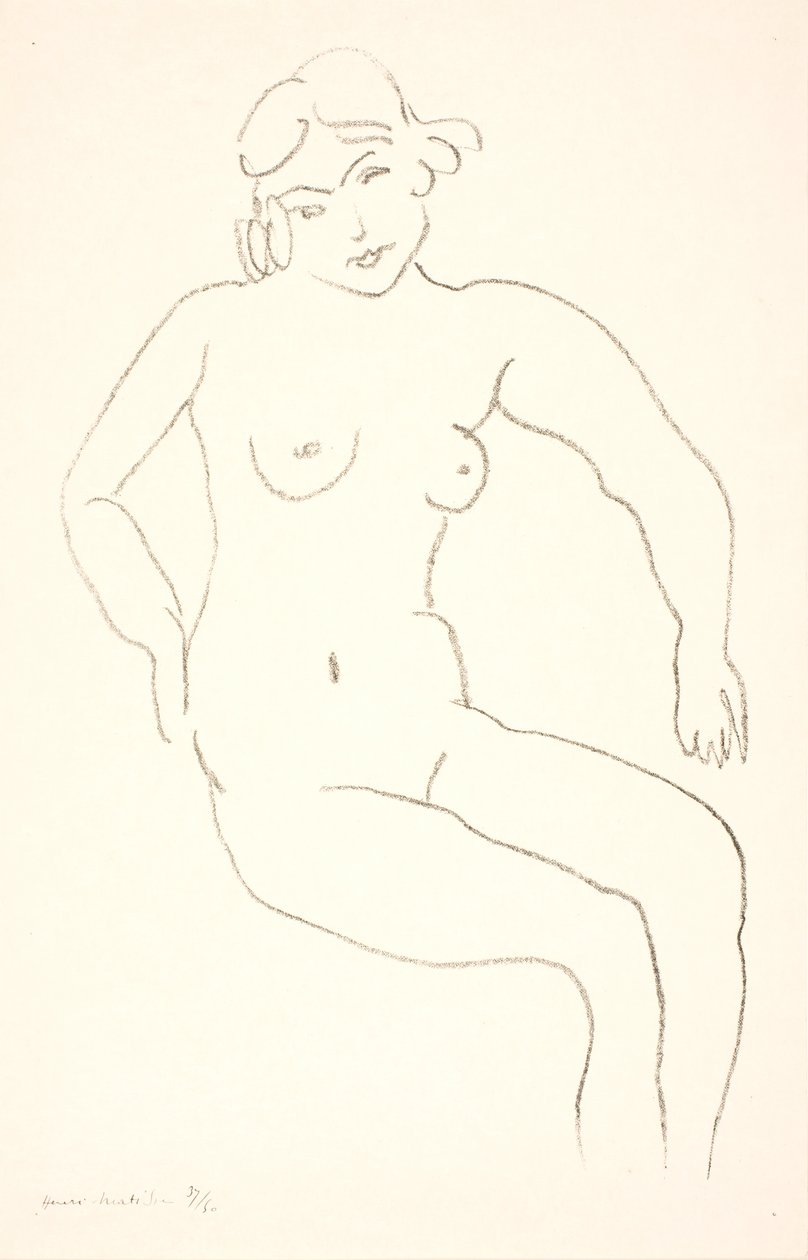 Zittend vrouwelijk naaktmodel door Henri Matisse