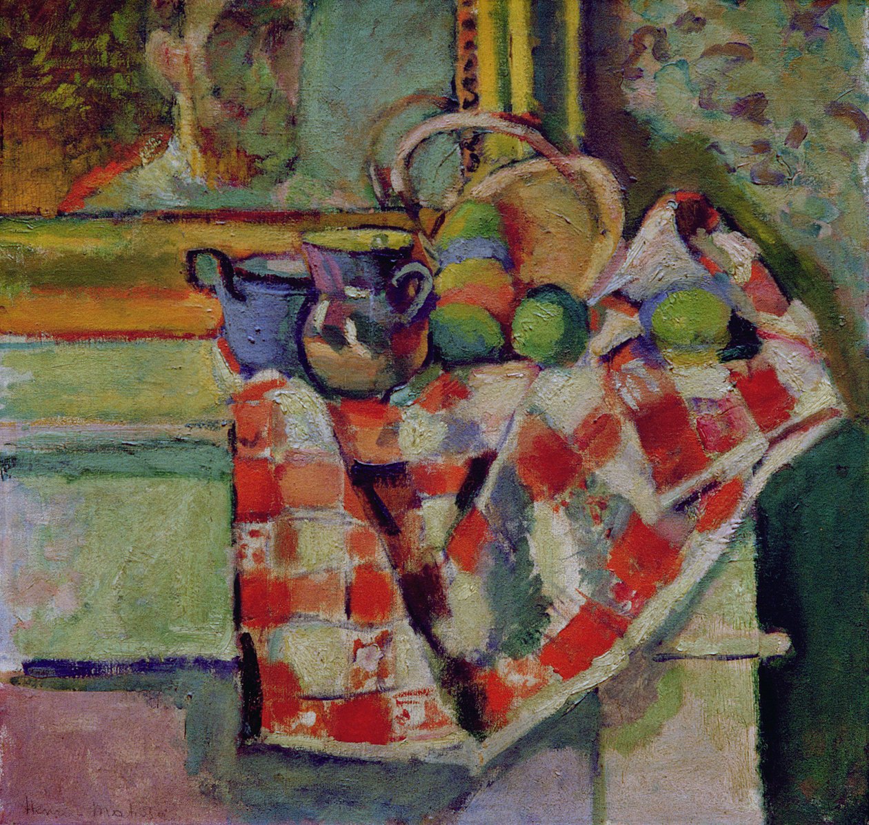 Stilleven met geruit tafelkleed, c.1903 (olieverf op doek) door Henri Matisse