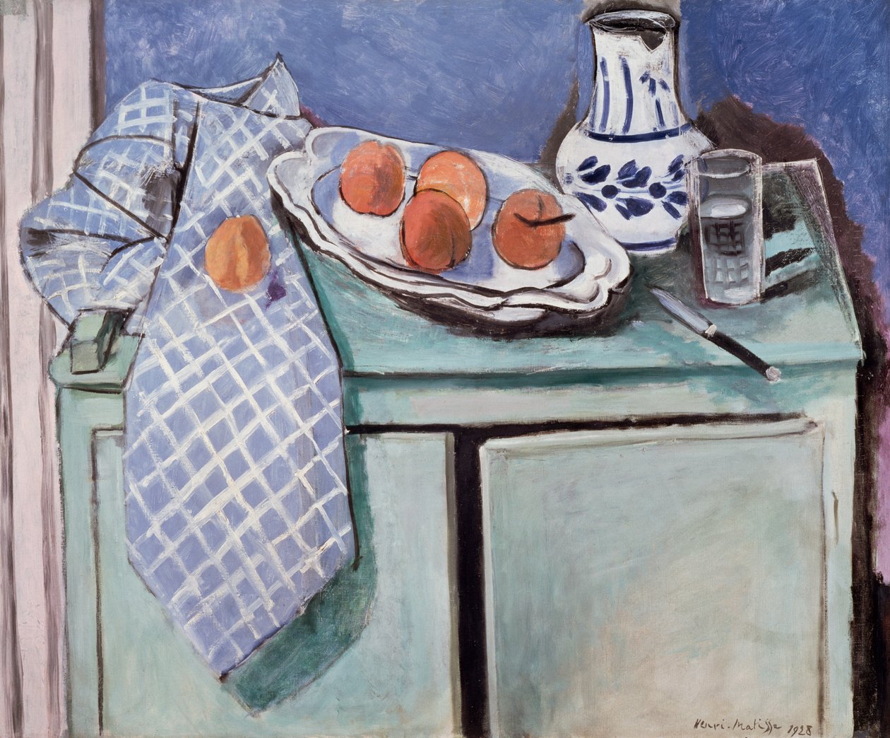 Stilleven op een groen dressoir door Henri Matisse