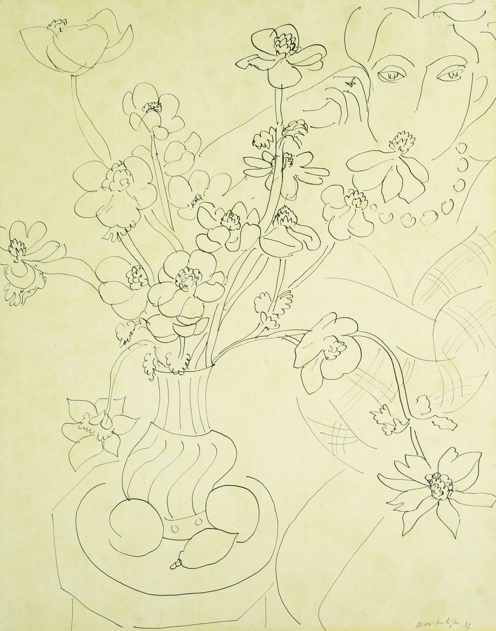 Studie voor Anemonen en Vrouw, Harmonie in Blauw door Henri Matisse