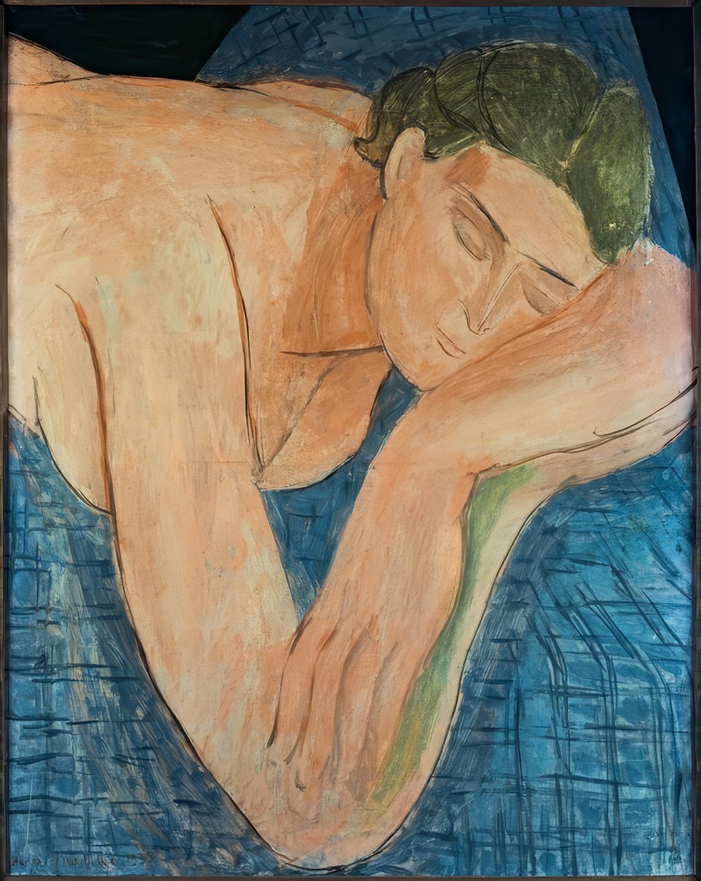De Droom (Figuur slapend op blauwe grond) door Henri Matisse