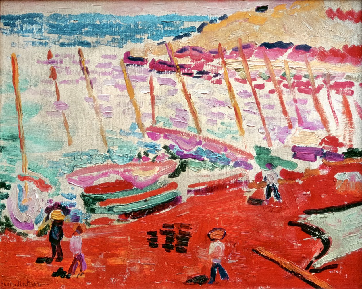 Het rode strand, Collioure, zomer 1905 (olieverf op doek) door Henri Matisse