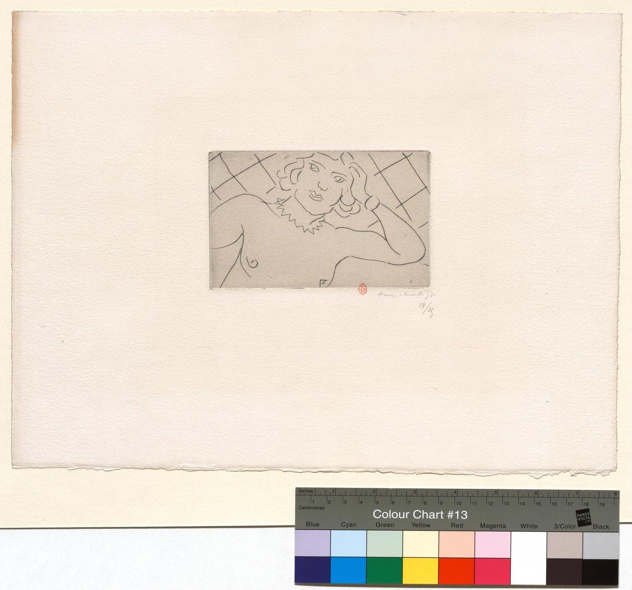 Bovenstuk, achtergrond met ruitjes door Henri Matisse