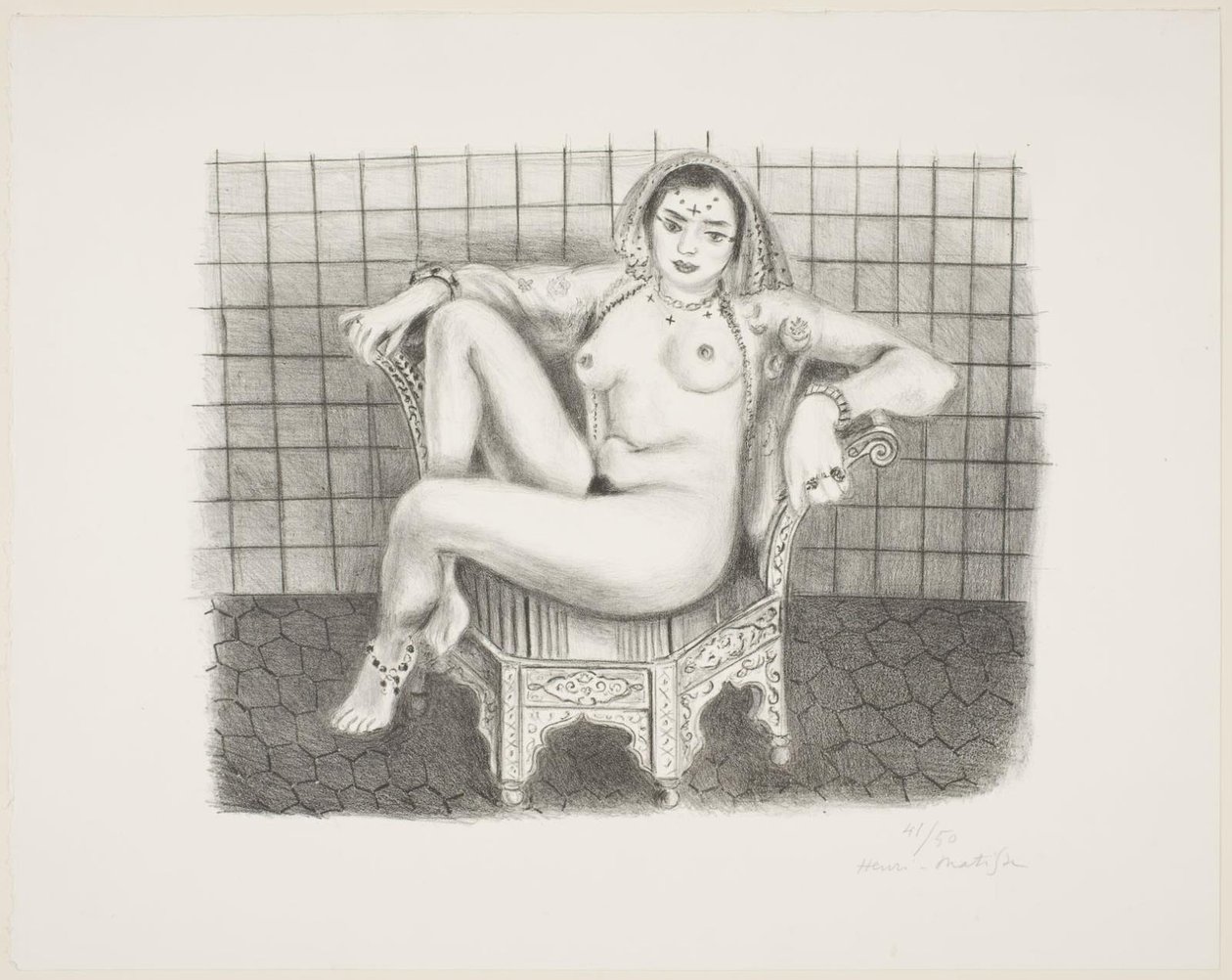 Jonge hindoe, naakt zittend in een stoel door Henri Matisse