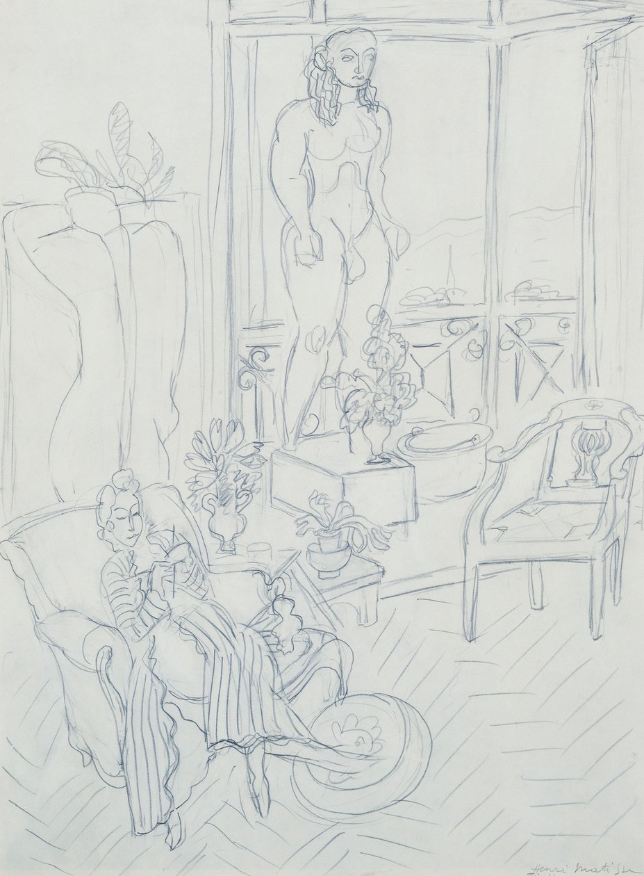 Vrouw in een interieur; Hotel Regina, Cimiez, Nice door Henri Matisse