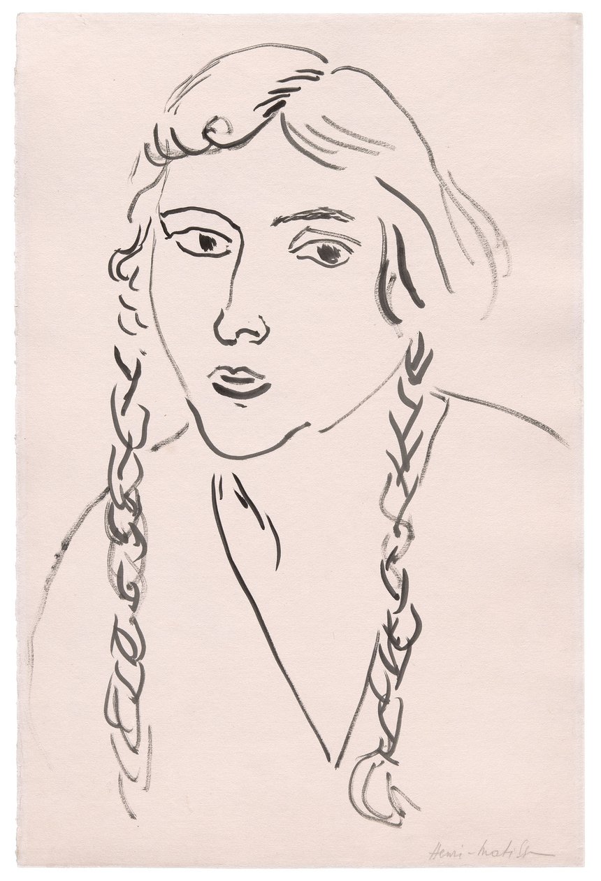 Jong meisje met vlechten door Henri Matisse