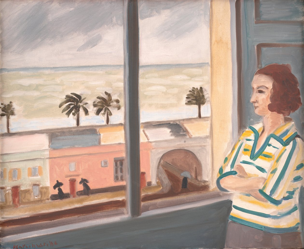 Jonge vrouw die naar de zee kijkt, stormachtig weer door Henri Matisse
