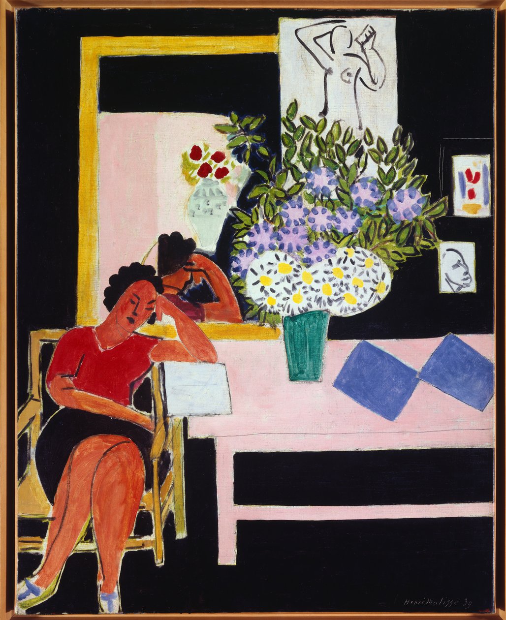 liseuse sur fond noir 1939 (olieverf op doek) door Henri Matisse
