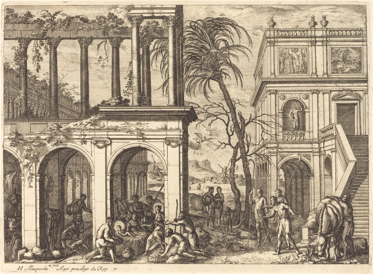 De aanbidding van de herders door Henri Mauperche
