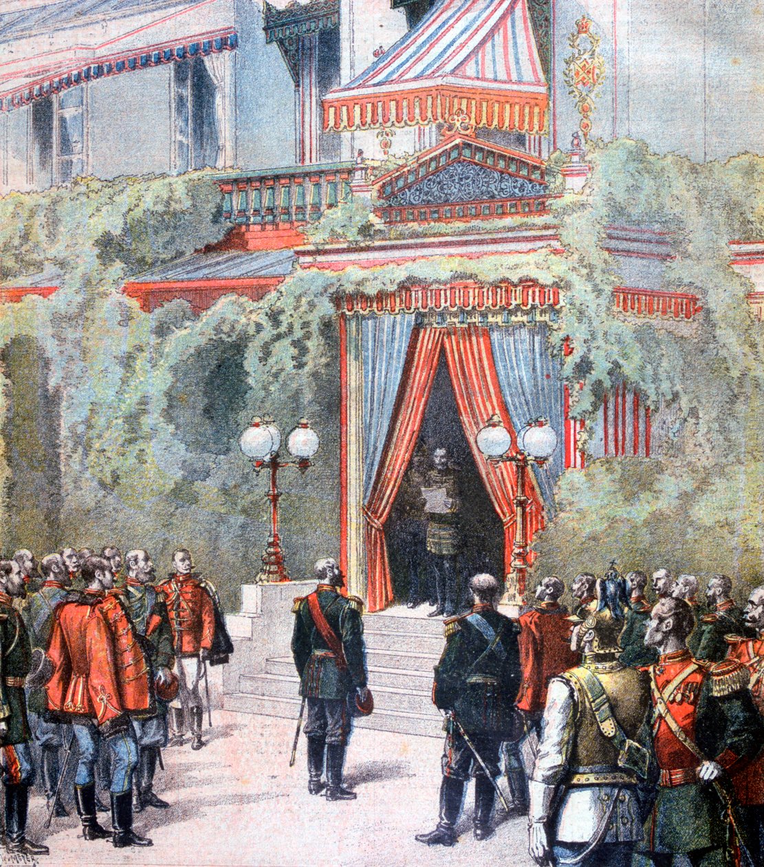 Aankondiging over de gezondheid van tsaar Alexander van Rusland, Livadia Paleis, St. Petersburg, Rusland, 1894 door Henri Meyer