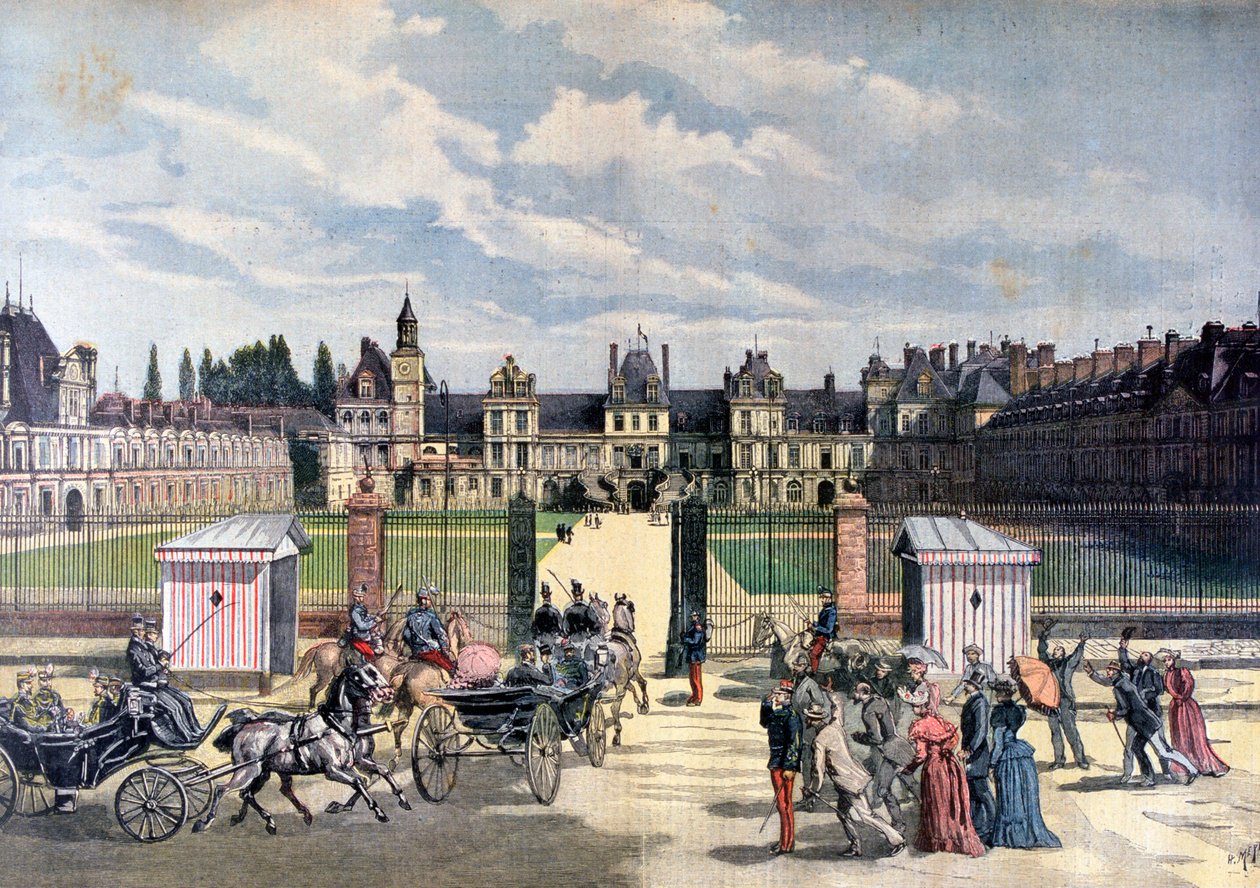 Aankomst van de president van de Republiek, Château de Fontainebleau, 1892 door Henri Meyer