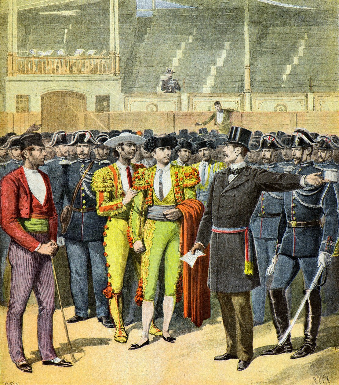 Stierenvechten verboden in Zuid-Frankrijk,1895 (Illustratie) door Henri Meyer