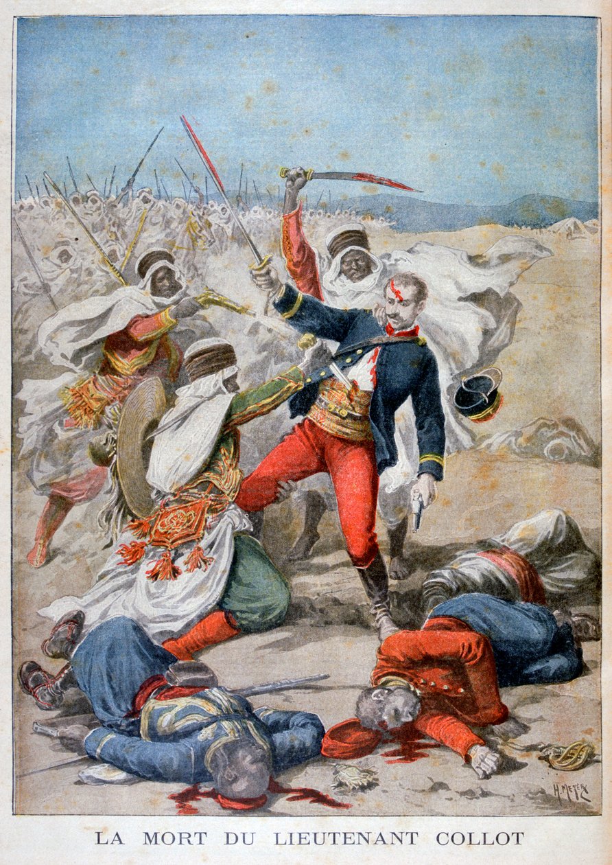 Dood van luitenant Collet, Algerije, 1896 door Henri Meyer