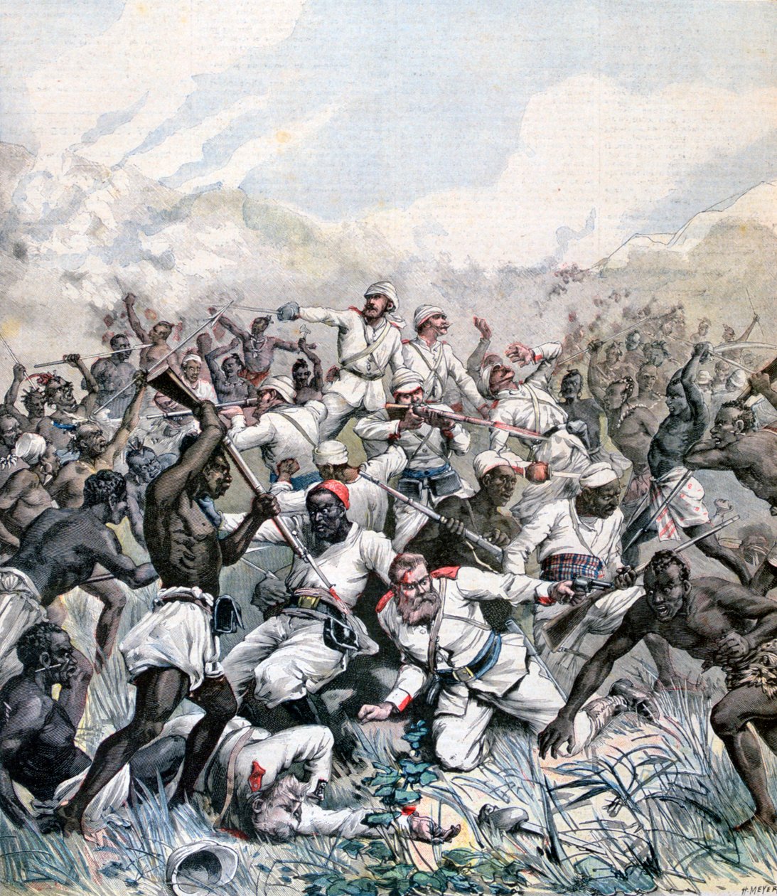 Vernietiging van een Duitse expeditie in Afrika, 1891 door Henri Meyer