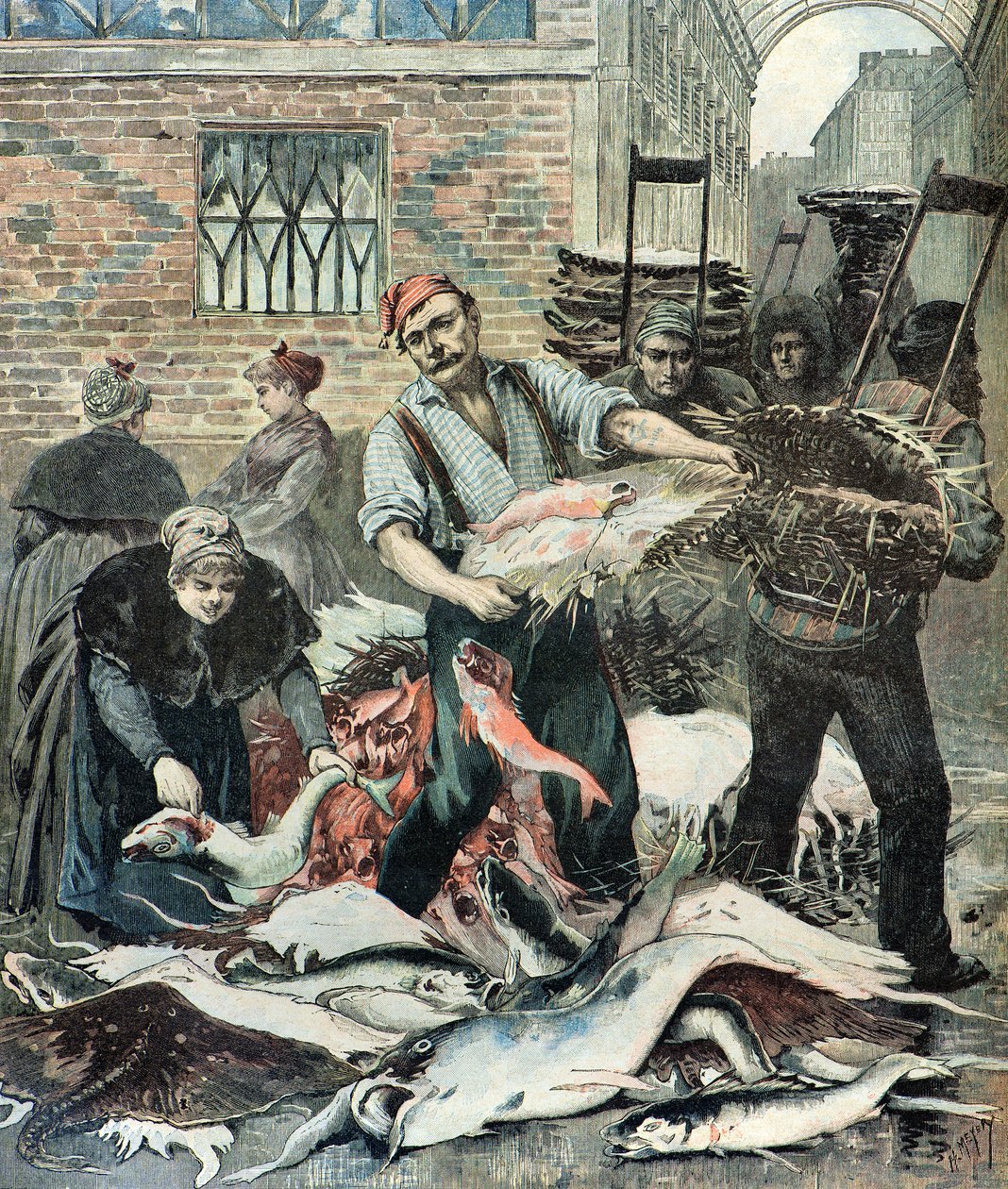 Vismarkt in Parijs door Henri Meyer