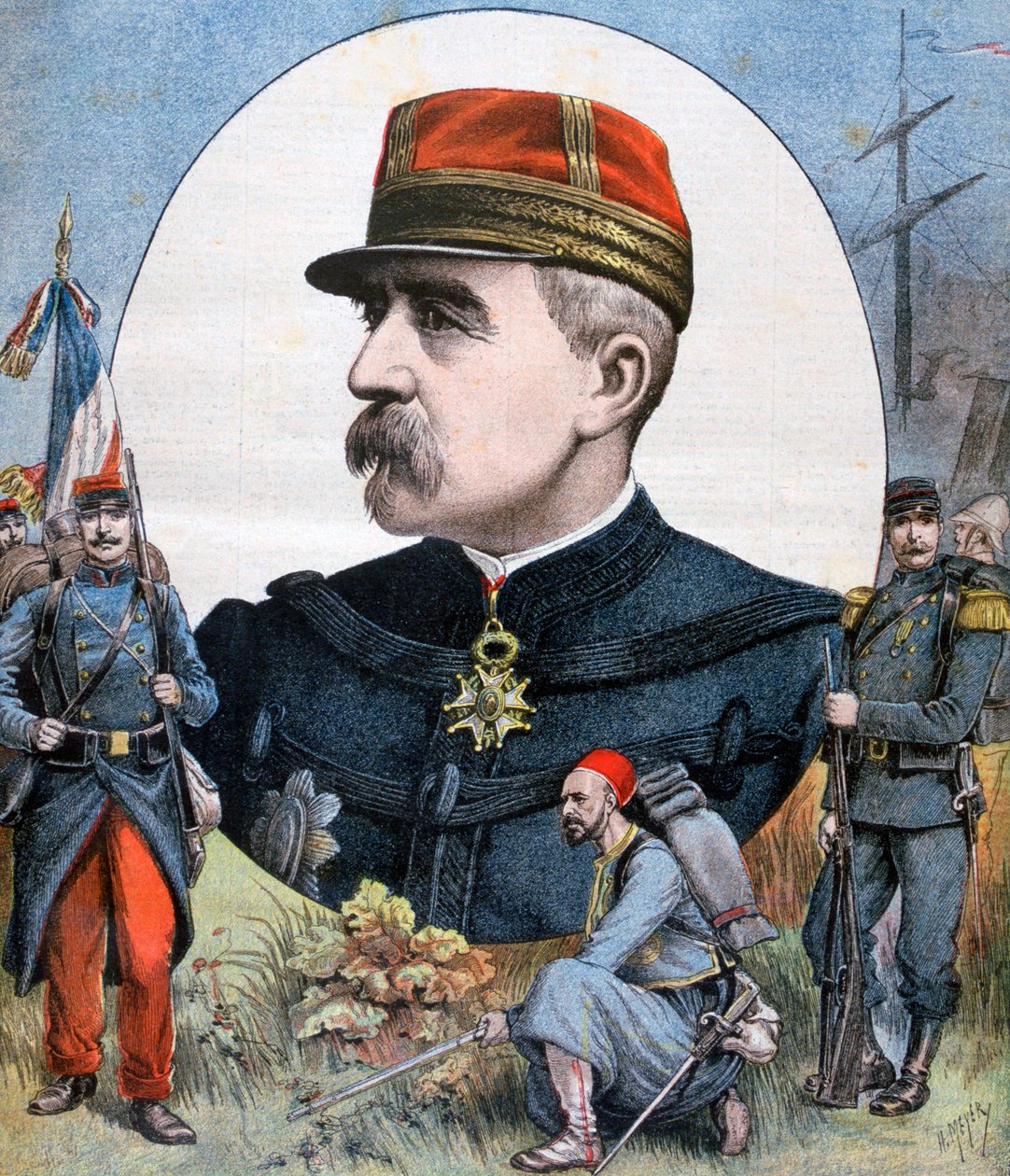 Generaal Jacques Duchesne, commandant van de Franse expeditieleger naar Madagaskar, 1894 door Henri Meyer