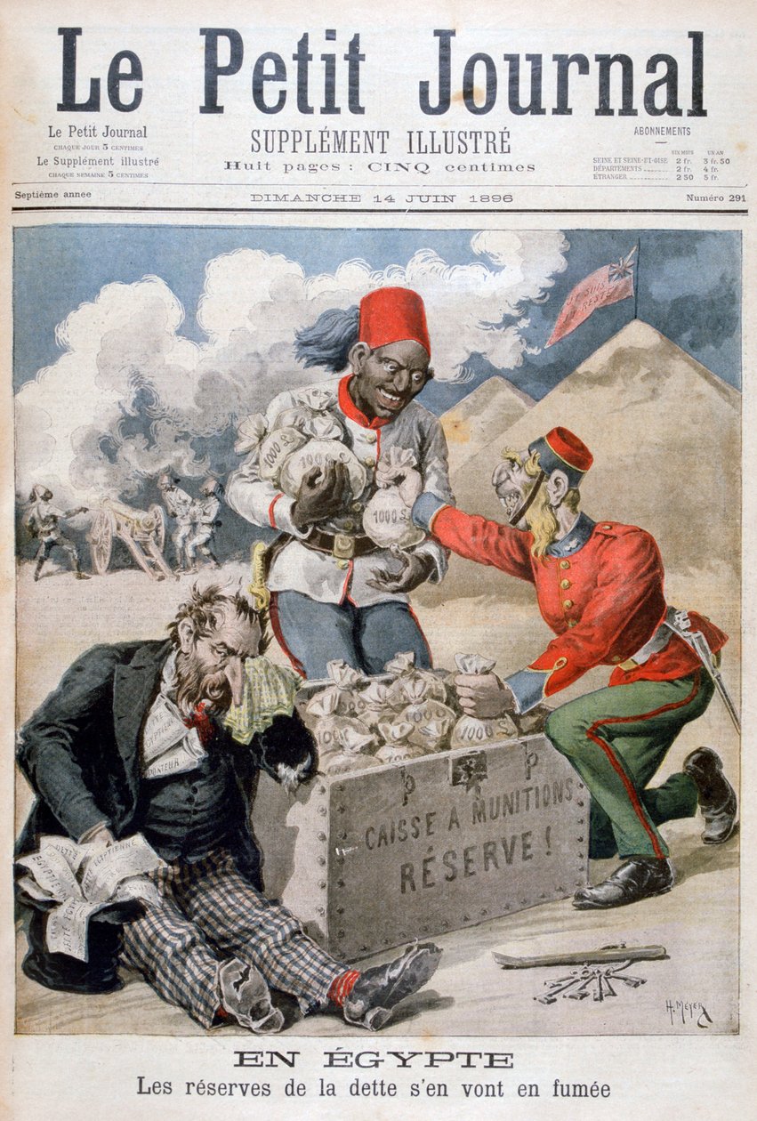 In Egypte: De reserves van de schuld gaan in rook op, 1896 door Henri Meyer