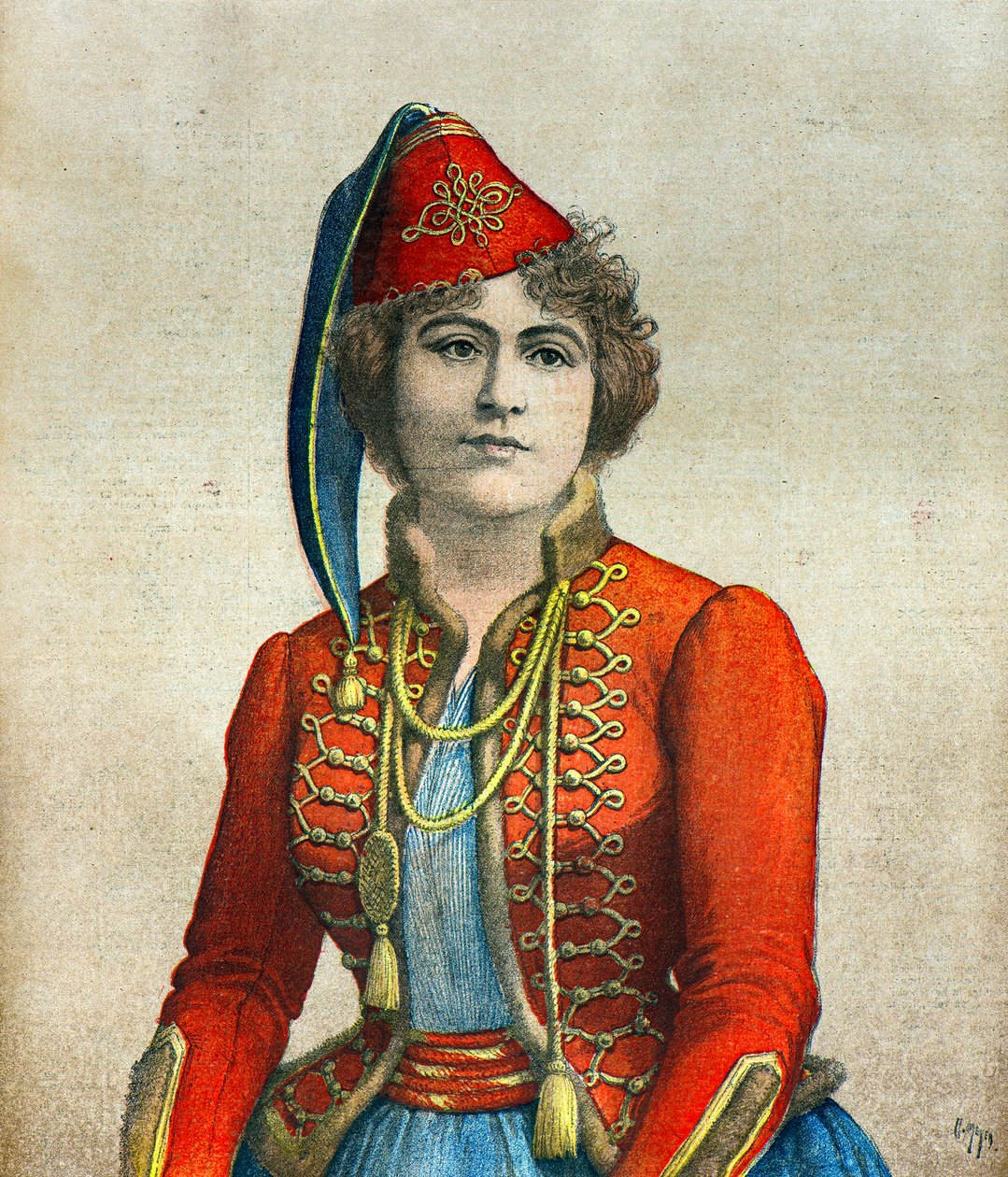 Portret van actrice Marie Delna door Henri Meyer