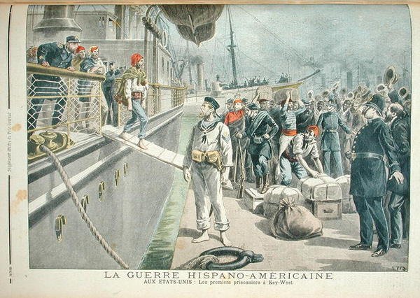 De eerste gevangenen in Key West tijdens de Spaans-Amerikaanse Oorlog, uit Le Petit Journal, 8 mei 1898 door Henri Meyer