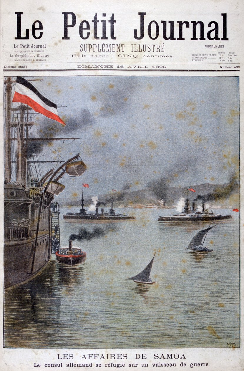 De Duitse consul zoekt toevlucht op een Duits oorlogsschip, 1899 door Henri Meyer