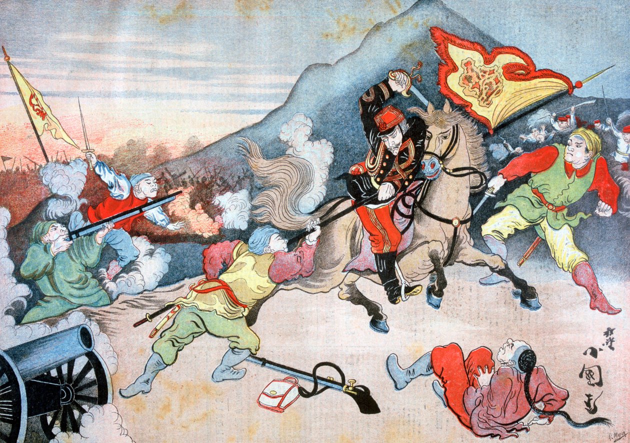 Het Veroveren van de Chinese Vlag door een Japanse Officier, 1894 door Henri Meyer