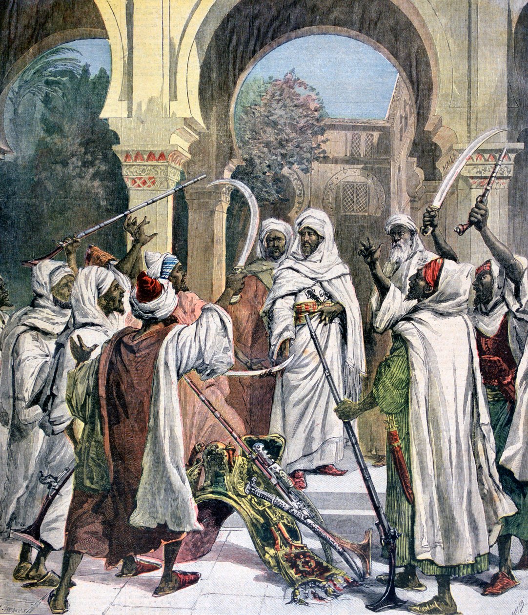 De stamhoofden zweren trouw aan de sultan van Marokko, 1892 door Henri Meyer