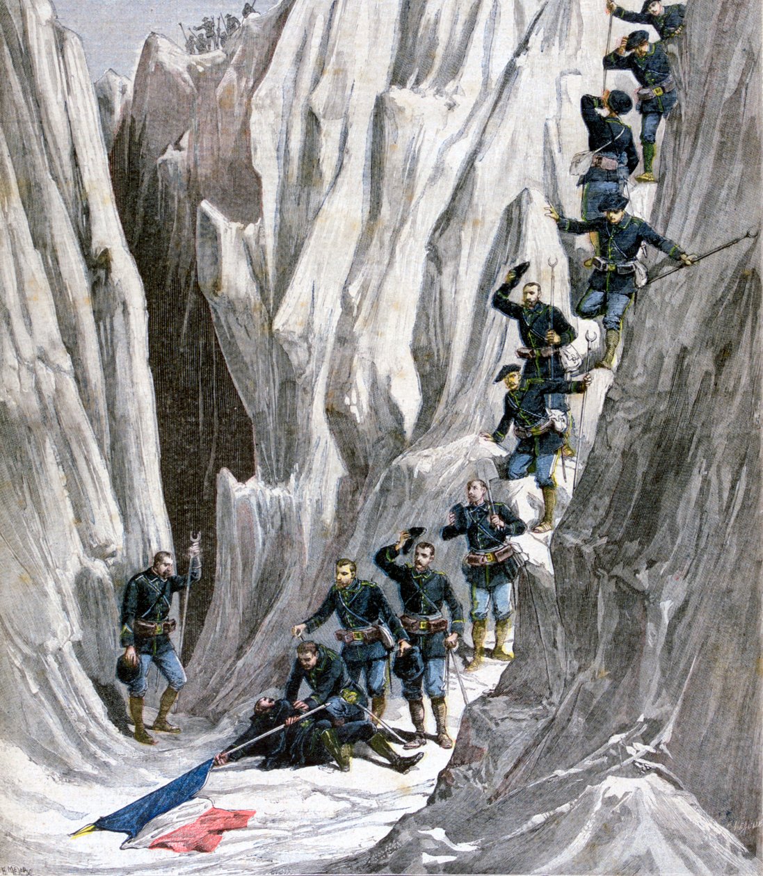 Het gevonden lijk van luitenant Bujon, Franse Alpen, 1891 door Henri Meyer