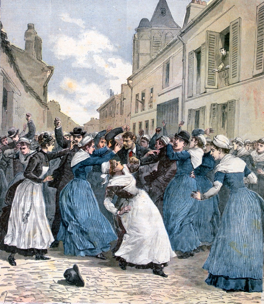 Het weghalen van de krankzinnigen in Villejuif, Parijs, 1891 door Henri Meyer