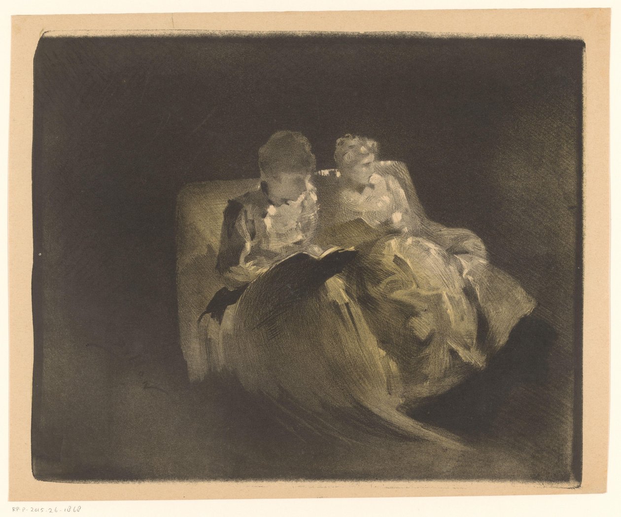 Twee lezende vrouwen op een bank door Henri Patrice Dillon