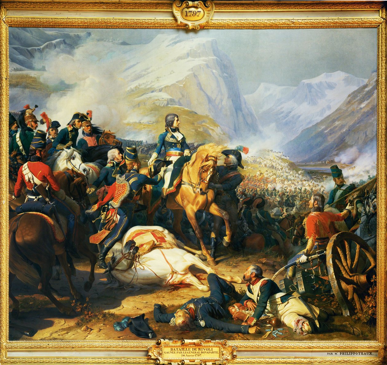Slag bij Rivoli gewonnen door keizer Napoleon I op 14 januari ... door Henri Philippoteaux