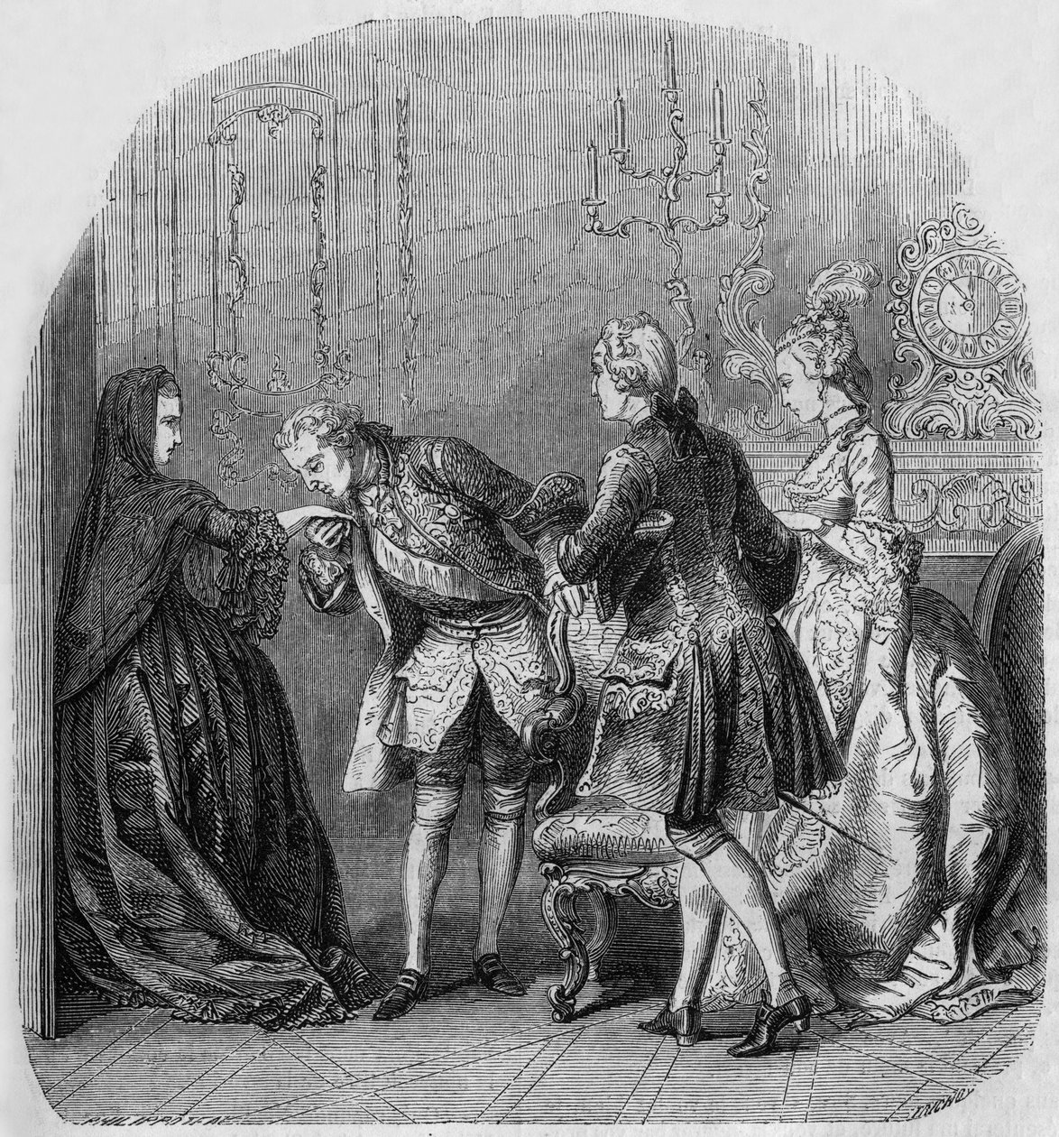 De Prinses van Lamballe, koning Lodewijk XV, Louis de Richelieu, gravin Jeanne du Barry door Henri Philippoteaux