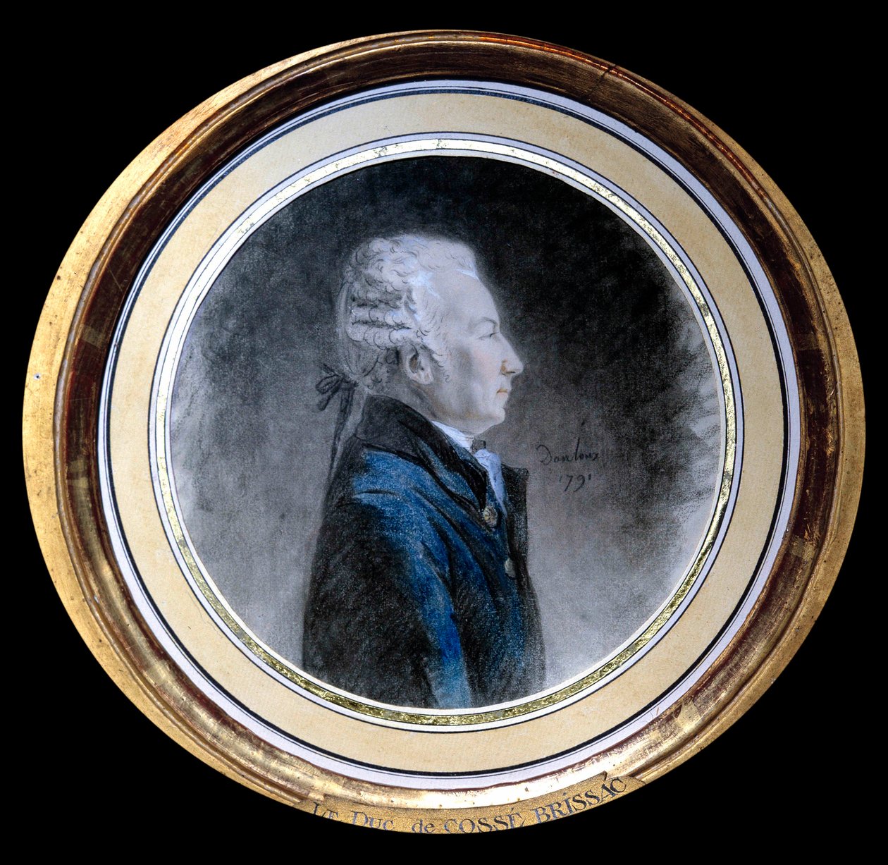 Portret van Louis Hercule Timoleon de Cosse (Cosse-Brissac) (1734-1792), Hertog van Brissac Hij is de grote mandenmaker van Frankrijk en de gouverneur van Parijs ten tijde van de Franse Revolutie. Aquarel toegeschreven aan Henri Pierre Danloux (1753-1809). door Henri-Pierre (attr. to) Danloux