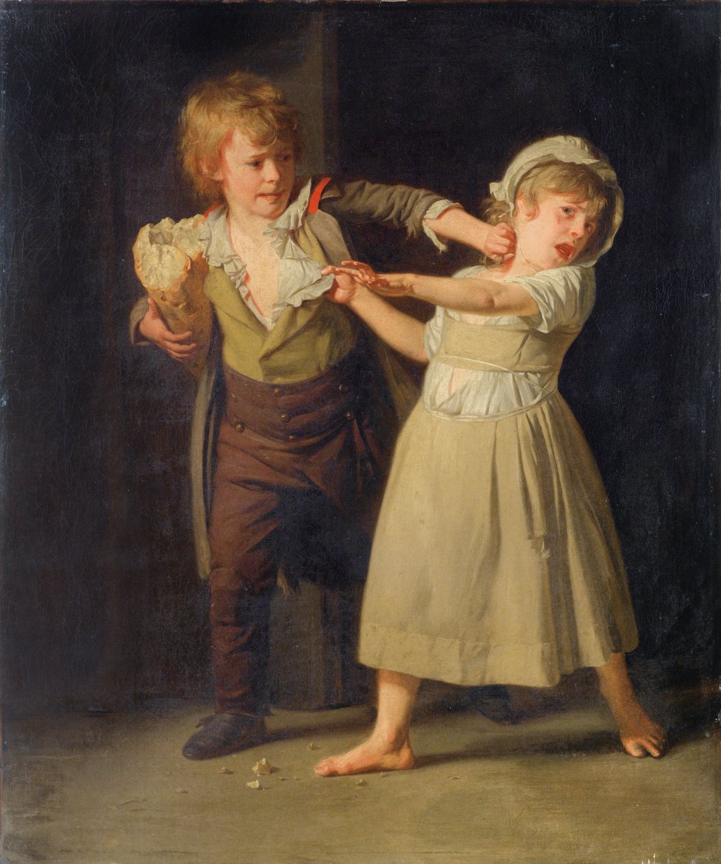 Twee kinderen vechten om een stuk brood door Henri Pierre Danloux