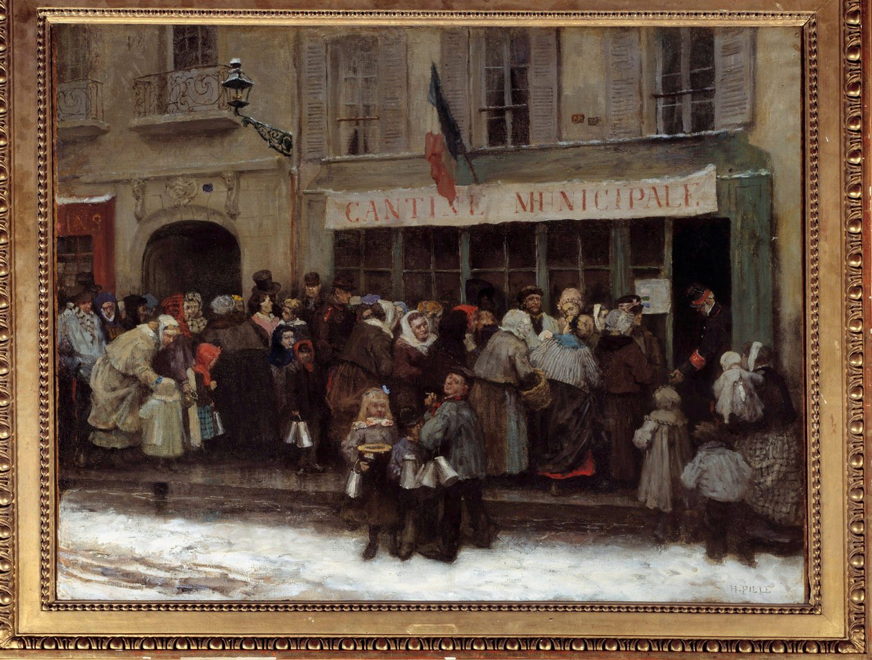 Gemeentelijke kantine tijdens het beleg van Parijs in 1870 door Henri Pille