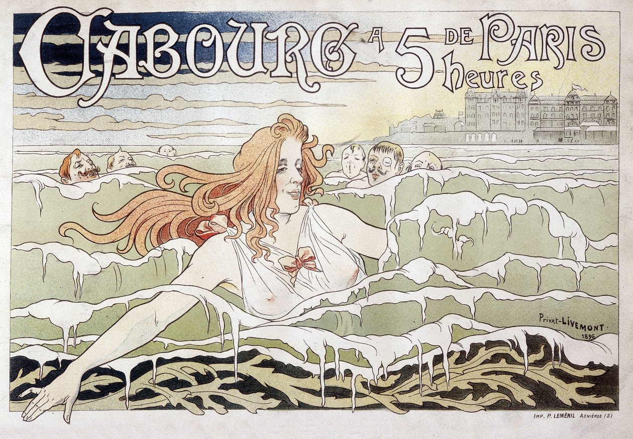 Cabourg à 5 h de Paris - Reclameposter door Privat Livemont door Henri Henri Antoine Théodore Livemont