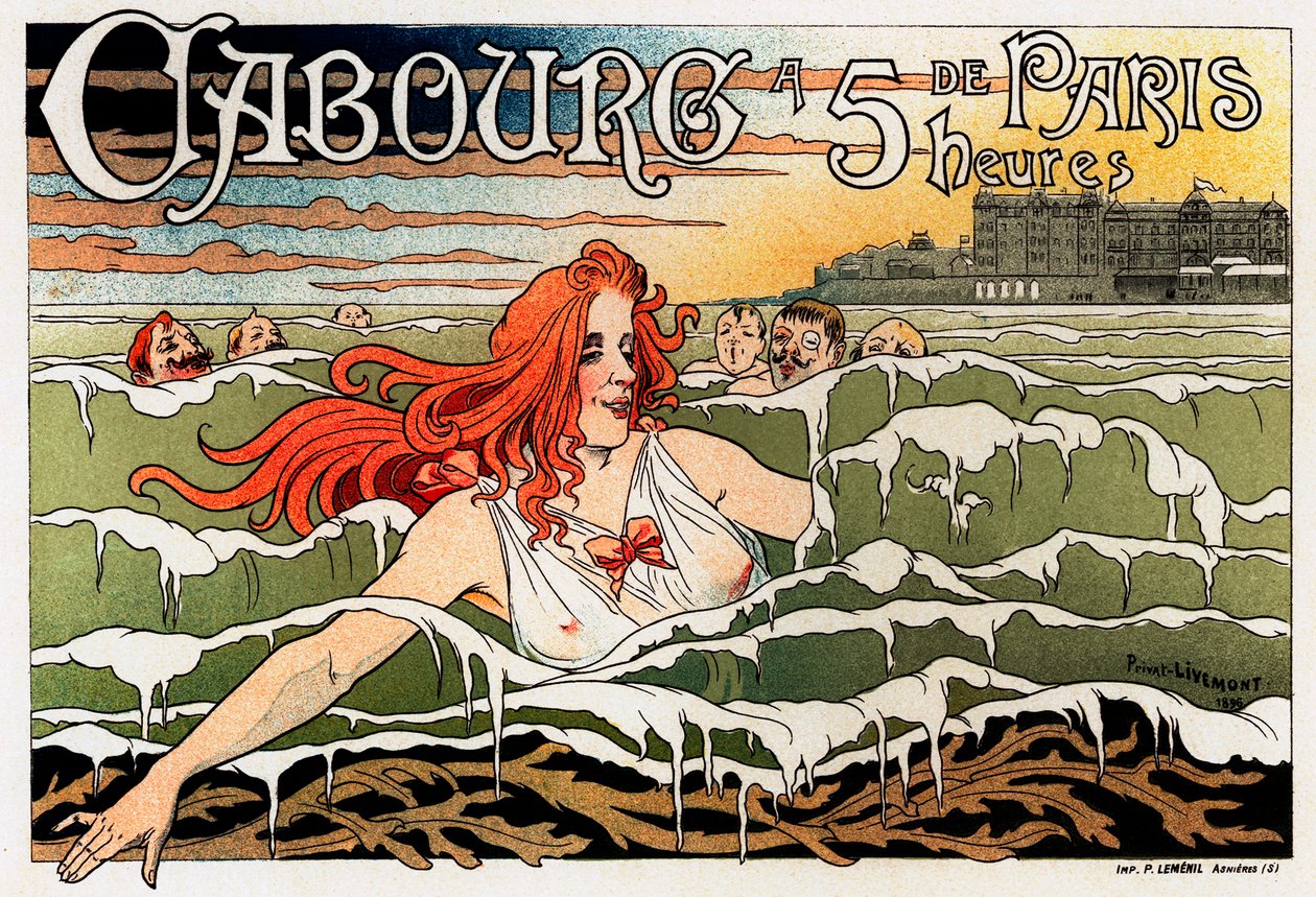 Casino de Cabourg Poster, 1896 door Henri Henri Antoine Théodore Livemont